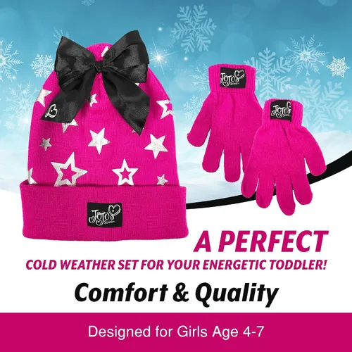 Vista 3 de Nickelodeon JoJo Siwa - Juego de guantes y gorro de invierno para niñas 4 a 7 años
