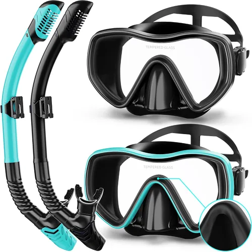 Vista 10 de Snorkeling Gear for Adults, Dry Snorkel Set 180° Panoramic Wide View Anti-Fog Scuba Diving Mask, Professional Snorkel Gear for Free Breathing