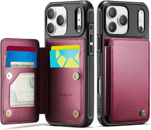 Vista 90 de Vinich for iPhone XR Wallet Case with Card Holder, Black RFID Blocking Credit Slots, Kickstand, Shockproof Flip Phone Cover, PU Leather, Double