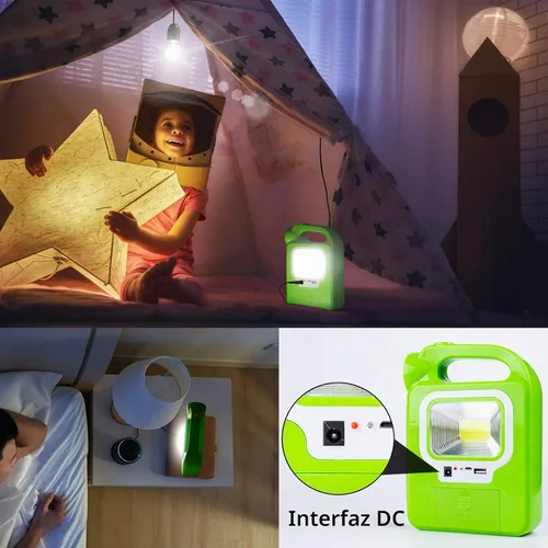 Vista 5 de Linterna solar para camping, accesorios esenciales, linterna LED recargable para cortes de energía, luces de tienda de campaña para emergencias