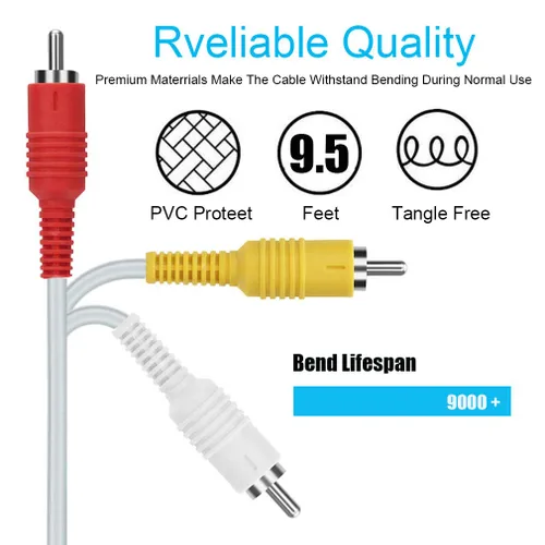 Vista 6 de Cable AV N64 - Cable compuesto de audio y video para Nintendo 64 Gamecube Super Nintendo SNES TV 79ft