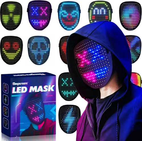Vista 7 de Ompusos LED Mask with Gesture Sensing, Light-Up Transforming Face Cover for Halloween, Christmas, Cosplay & Birthday Parties