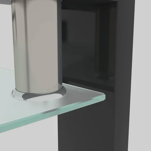 Vista 4 de Mesa de centro moderna de cristal, mesa de centro transparente, mesa de té perfecta para sala de estar, oficina, patas de metal negro, 39.37 x 23.62