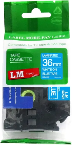 Vista 18 de 2/Pack LMe561 Premium 1.5" Black Print on Blue Label Tape, Compatible with Brother TZe-561 P-Touch Tape 36mm Laminated Replacement Label Tape.