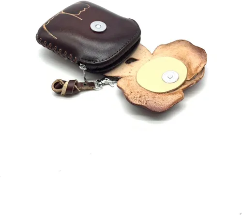 Vista 25 de Handmade Vintage Genuine Leather 3D Animal Elephant Coin Purse With Removable Wrist Strap (Brown)