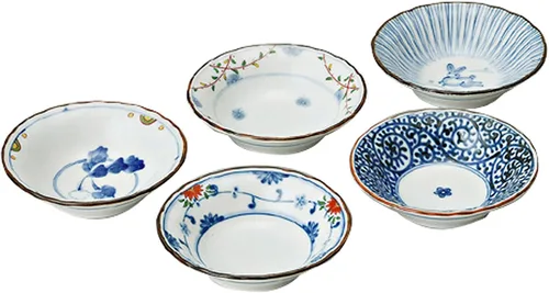 Vista 3 de Saikai Pottery Hasami ware plato pequeño con caja de regalo 4.7 pulgadas x cinco tipos Set