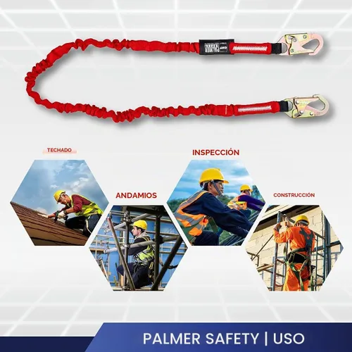 Vista 6 de Palmer Safety ATERET Bundle - Arnés de Seguridad de Cuerpo Completo 1D, Cordón de Seguridad de 6', Correa de Anclaje de 4', Kit de Detención Cumple