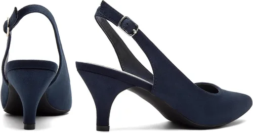 Vista 4 de Greatonu - Zapatos de tacón bajo con puntera puntiaguda y correa detrás del talón para mujer