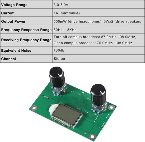 Vista 4 de Módulo receptor de FM digital, módulo receptor de radio, placa estéreo digital, pantalla LCD DSP PLL 76.0MHz-108.0MHz