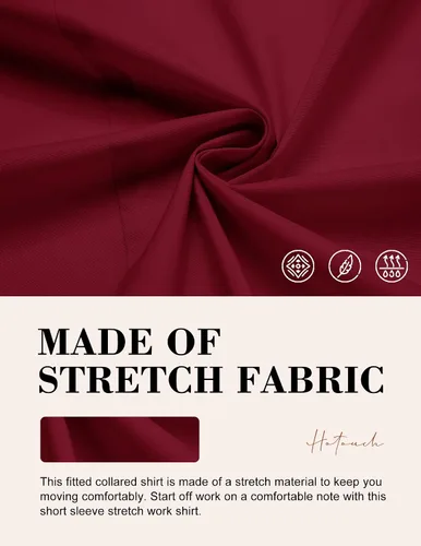 Vista 4 de HOTOUCH Camisas básicas con botones para mujer, manga 34, elásticas, con botones, camisa de vestir ajustada para camarera