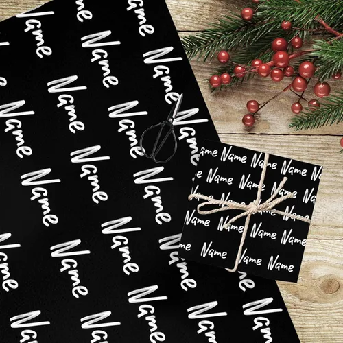 Vista 6 de Nombre personalizado en papel de regalo, rollo de papel de regalo personalizado con texto, regalo personalizado, unisex, adultos, hombres, mujeres