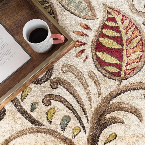 Vista 7 de Tayse Ivory Modern - Alfombra redonda grande de 8 pies, alfombra de área para interiores, alfombra de comedor, alfombra contemporánea, alfombras
