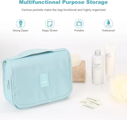 Vista 4 de Mossio Neceser colgante Organizador grande de viaje de maquillaje cosmético para hombres y mujeres con gancho resistente