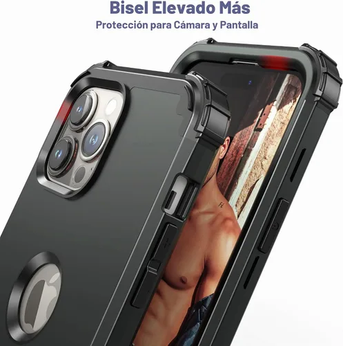 Vista 6 de IDweel - Funda para iPhone 15 Pro Max con protector de pantalla de vidrio templado, 3 en 1, a prueba de golpes, delgada, híbrida, resistente