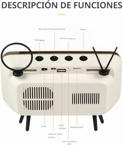Vista 6 de UnnFiko Altavoces Inalámbricos Bluetooth Estilo TV Retro Soporte Base, Soporte de Escritorio de Dibujos Animados Abrazadera Montaje de Escritorio