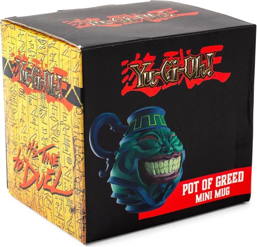 Vista 4 de Yu-Gi-Oh! Pot Of Greed - Mini taza de cerámica esculpida Taza de café pequeña con asa para expreso, capuchinos y bebidas Capacidad para 2 onzas