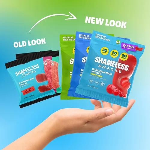 Vista 4 de Shameless Snacks - Gomitas keto bajas en carbohidratos sin gluten - Frambuesa roja, sandía, ballenas Wunderlicious