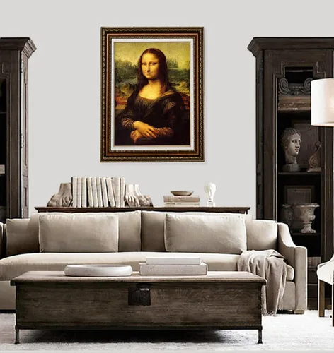 Vista 3 de ELITEART - Mona Lisa por Leonardo DaVinci Reproducción de pintura al óleo Giclée Wall Art Impresiones en lienzo - Tamaño enmarcado: 26 x 36 pulgadas