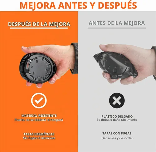 Vista 3 de METAPRINT - Paquete de 100 tazas de café desechables de 16 onzas con tapas Negro