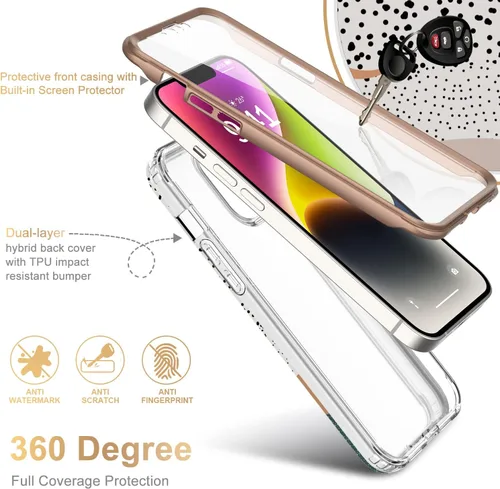 Vista 2 de Esdot Funda para iPhone 14 con Protector de Pantalla Integrado, Funda Resistente de Grado Militar con Diseños de Moda para Mujeres y Niñas, Funda