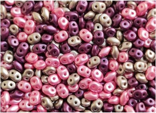 Vista 8 de Cuentas de semillas SuperDuo de 2.12 oz (60 g) de 0.098x0.197 in, 2 agujeros, pastel de alabastro burdeos esmeralda burdeos, vidrio checo