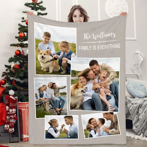 Vista 20 de Manta personalizada con fotos, texto, regalos personalizados para parejas, mantas con mis propias fotos, mantas con fotos personalizadas para niños