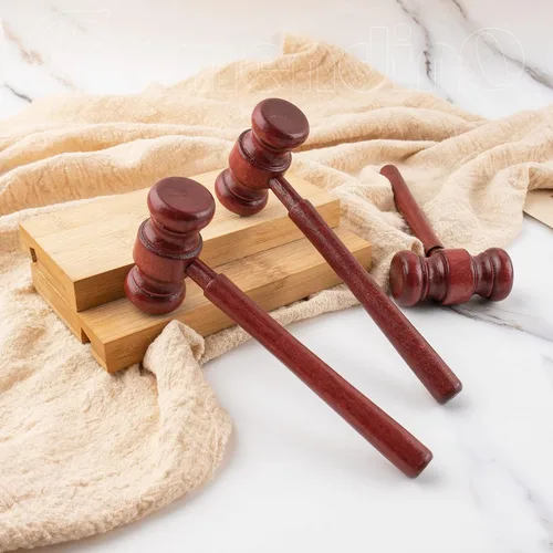 Vista 2 de Framendino, Mini martillo de madera Prop Juez Martillos Abogado de Sala de Justicia Accesorios de disfraces para subasta (4)