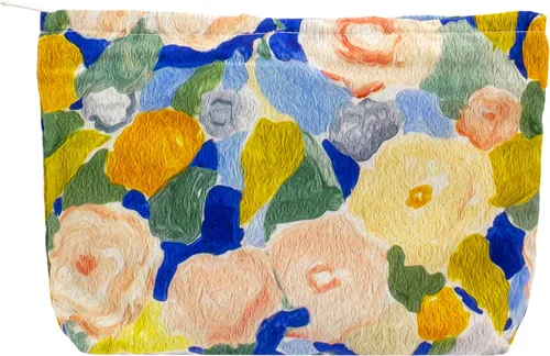 Vista 73 de Pazimiik Bolsa de maquillaje floral, grande, de algodón, con cremallera para bolsa de viaje, organizador de maquillaje de lona para mujeres