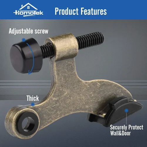 Vista 2 de HOMOTEK Paquete de 12 Topes de Puerta de Latón Antiguo de Pasador de Bisagra, Tope de Puerta Ajustable de Lujo Resistente de 2-1/2"x1-3/4