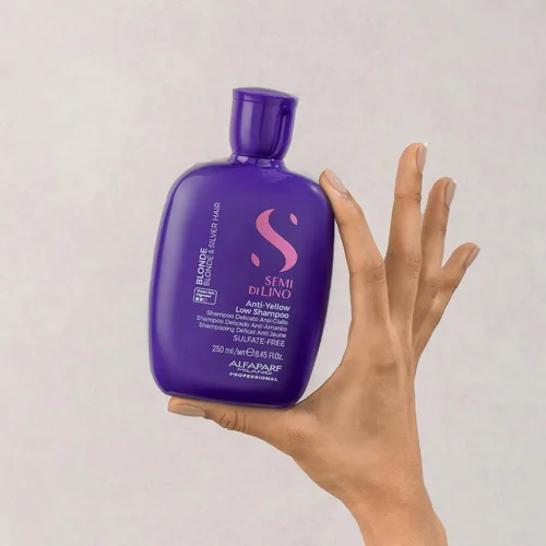 Vista 5 de ALFAPARF MILANO Semi di Lino - Champú morado para cabello rubio, resaltado, platino y plateado, neutraliza los tonos cobrizos, hidrata y fortalece