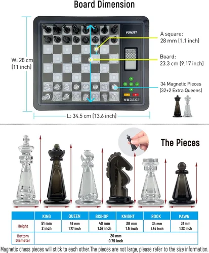 Vista 7 de Tablero de Ajedrez Electrónico L6 con Luces LED, Juego de Ajedrez de Computadora con Visualización de Posición de Piezas, Juego de Ajedrez