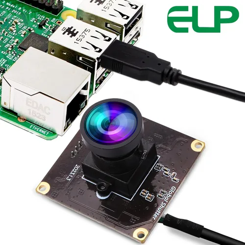 Vista 3 de ELP Global Shutter - Módulo de cámara USB de alta velocidad con lente gran angular para computadora 1080P Mini UVC USB2.0 Cámara web de marco alto