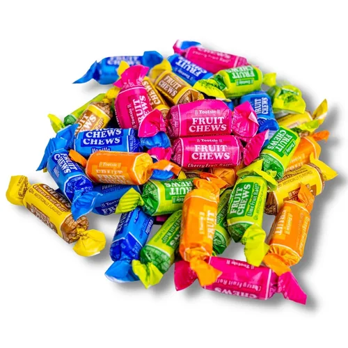 Vista 7 de Masticables de Frutas - Bolsa de 1 Libra - Dulces Surtidos - Masticables, Afrutados y Deliciosos - Cereza, Limón, Lima, Naranja y Vainilla - QUEEN