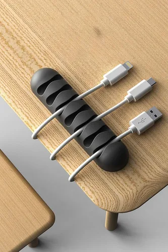 Vista 3 de Clips para cables, paquete de 3 organizadores de cables negros, organizador de cables adhesivo de escritorio, adecuado para cables de alimentación