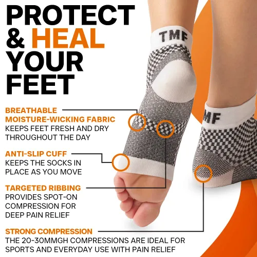 Vista 3 de Treat My Feet Calcetines para fascitis plantar con manga de pie y calcetines de compresión: alivio de la fascitis plantar - Soporte de tobillo