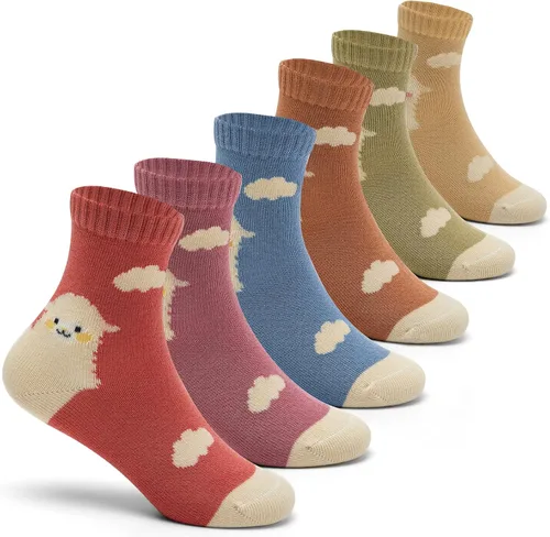 Vista 16 de Aisyee Calcetines de algodón para niños, calcetines sin costuras para niños, calcetines coloridos de cuarto de punto, paquete de 6