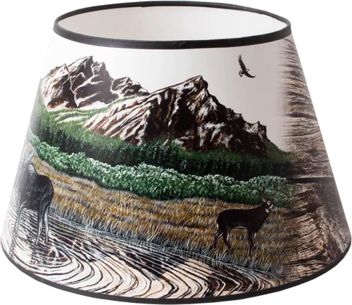 Vista 3 de Aladdin Pantalla de lámpara de aceite de pergamino, accesorio de base de 14 pulgadas, diseño de montaña rocosa
