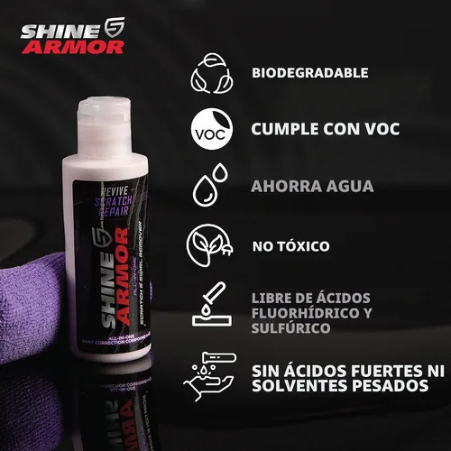 Vista 7 de SHINE ARMOR Removedor de Arañazos para Coche, Protección y Eliminación de Remolinos, Abrillantador 4oz