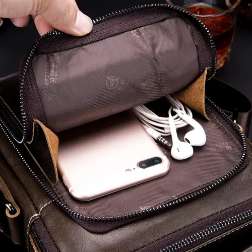 Vista 8 de KPYWZER Bolso bandolera de cuero para hombre
