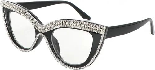 Vista 12 de Gafas de lectura de ojo de gato con diamantes de imitación de lujo para mujer, con bloqueo de luz azul, marco de lentes para computadora