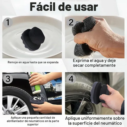 Vista 5 de 2 piezas de almohadillas aplicadoras de brillo para neumáticos, aplicador de apósito para neumáticos con agarre hexagonal, esponja de espuma