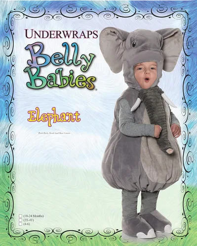 Vista 2 de UNDERWRAPS Disfraz unisex de elefante de peluche para bebés