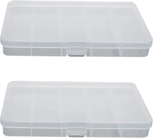 Vista 5 de Heyiarbeit Caja de almacenamiento de componentes, 10 rejillas de plástico fijas para componentes electrónicos, cajas de herramientas, color blanco