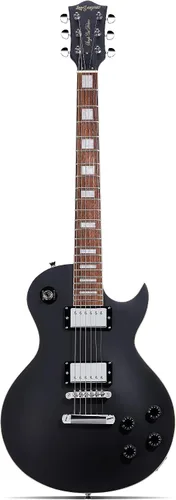 Vista 10 de Leo Jaymz Guitarra eléctrica serie SC - Cuerpo de caoba, diapasón de laurel, humbuckers duales, puente Tune-O-Matic, cuello C, afinadores 18:1