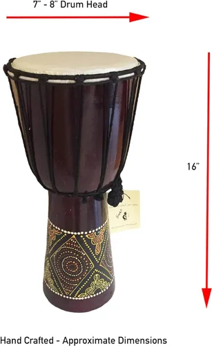 Vista 8 de JIVE Tambor Djembe – Tambor de mano africano Bongo Congo de 12 pulgadas – Instrumento de percusión de madera maciza con cabeza de piel de cabra