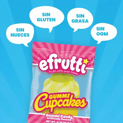 Vista 3 de efrutti - Mini cupcakes, caramelos de goma afrutados, envueltos individualmente, 60