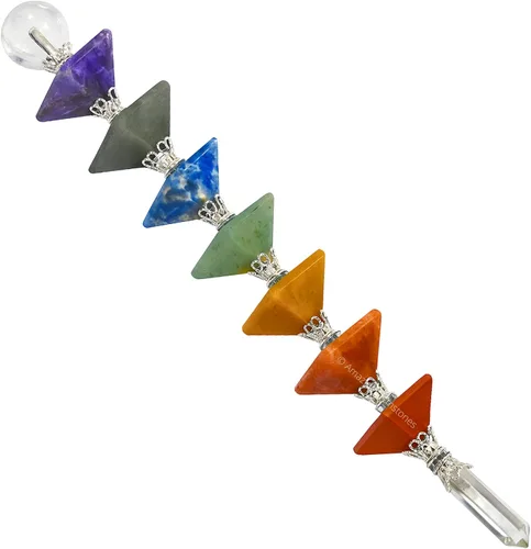 Vista 8 de Amazing Gemstone Varita de cristal para chakras, varitas de cristal curativo, brujería, varita de cristal de Merkaba para meditación, brujería