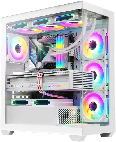 Vista 8 de RUIX OV603 ATX Mid-Tower PC Case, Caso de PC Gaming Espacioso de Alto Flujo de Aire con 4 x 120mm PWM ARGB Fans, USB 3.0 y Puertos Tipo-C, Vidrio