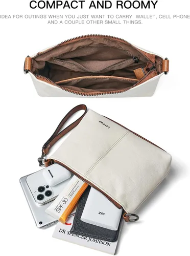 Vista 3 de Bolso cruzado para mujer, mediano y grande, de cuero vegano, bolso de mano para el hombro, bolso de mano de moda para viajes