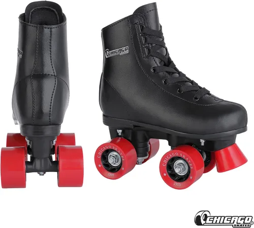 Vista 2 de Chicago Rink Patines para niñas y niños – Zapatos de patinaje duraderos para uso en interiores y exteriores con cuello acolchado en el tobillo